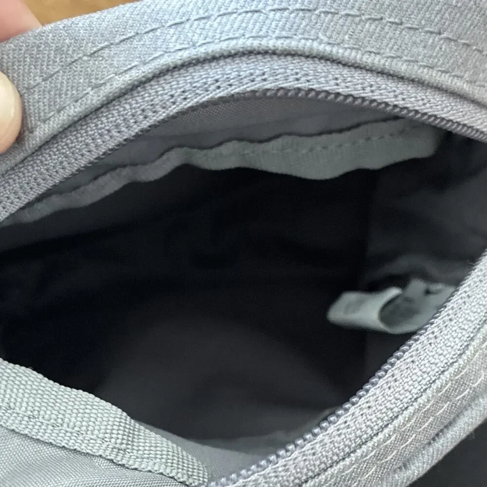 Nike Gray Solid Crossbody Bag Zip Closure Cross-Body Strap Casual Travel